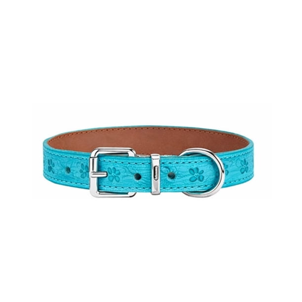 Collar Perro Eco Cuero 42 cm Diseño Patitas Ajustable coral