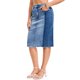thumbnail image 4 of INSPIRE CHIC Falda de Jean para Mujer Bloque de Color Patchwork Dobladillo Crudo Abertura Trasera Falda de Mezclilla a la Rodilla M Azul, 4 of 6