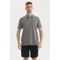 Fashionspark - Polera Hombre Pique Detalle En Cuello Gris