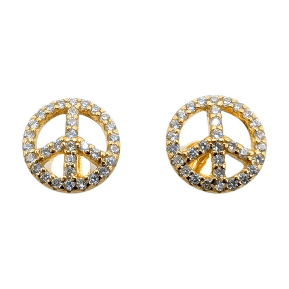 Aro del Símbolo de la Paz con Circones de Plata 925 enchapados en Oro 18k
