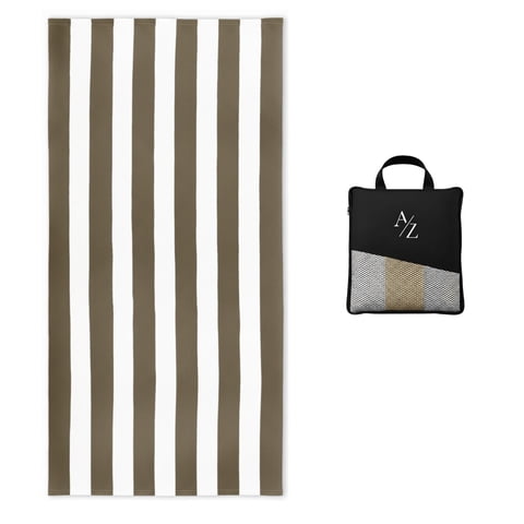 Aura Zeus - Toalla Microfibra Playa + Bolso Viaje 160X90 Cm Xl Gimnasio Grande Az Cafe Verano
