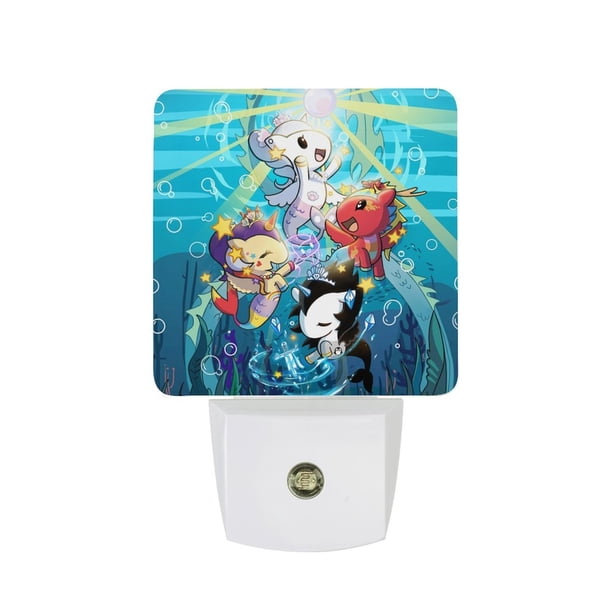 Mermicorno: Caída de Estrellas Luz nocturna LED con sensor de anochecer a amanecer para dormitorio, baño, pasillo, escaleras - Lámpara LED nocturna de enchufe, 0.5W - 1 pieza