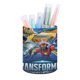 thumbnail image 1 of Transformers EarthSpark-theme Cylinder Pen Holder Pencil Organizer with Flannel Lining PVC Leather Material Cardboard Base for study work 10*8CM, 1 of 6
