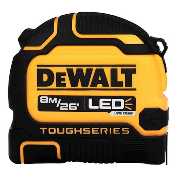 Huincha De Medir Dewalt Luz Led Toughseries 8m/26 Dwht35268s amarillo