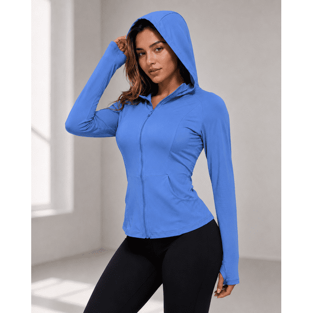Chaqueta Deportiva Mujer Ajustada Capucha Bolsillos Gym Fitness