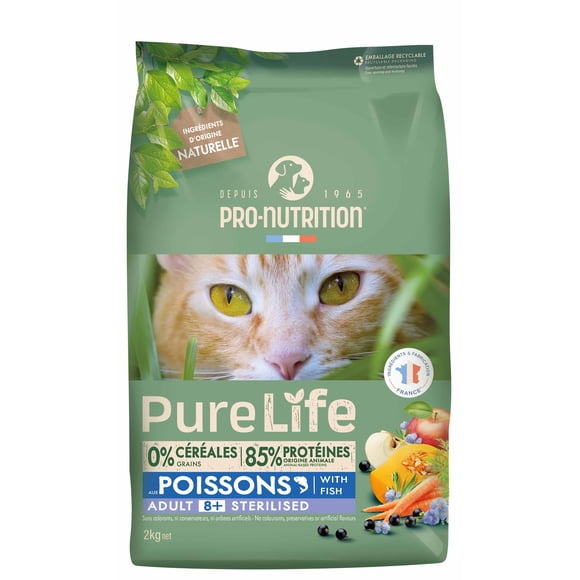 Alimento Pure Life Flatazor Gato 8+ Esterilizado, saco 2 kg