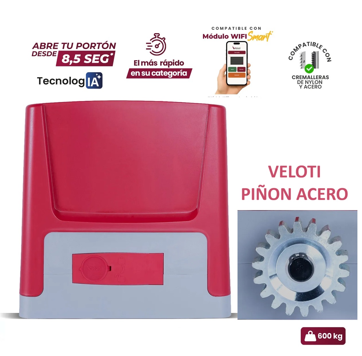 Kit Porton Acero New Veloti 600 Kg