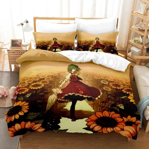 Kawaii Girls Yuuka Kazami Bedding Set Bed Set Adult Kid Bedroom Duvetcover Sets Bed Sheets