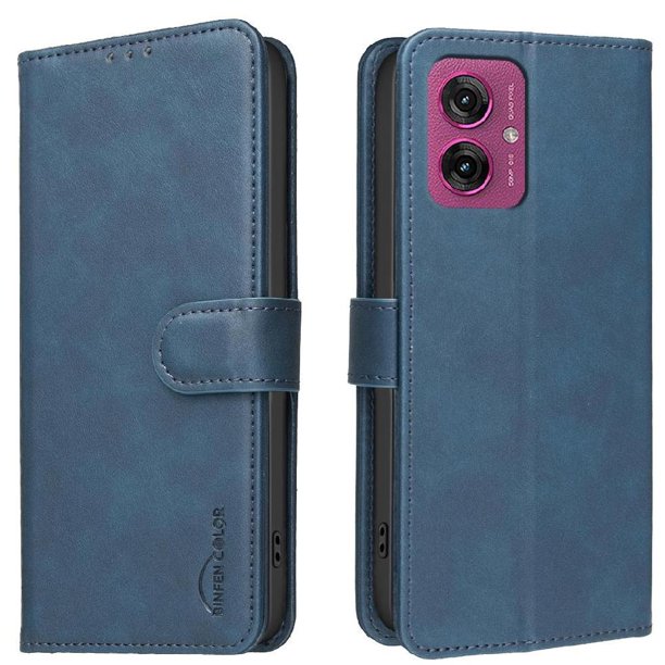 Funda Billetera para Motorola Moto G55 5G Protección RFID y Soporte Ajustable Azul