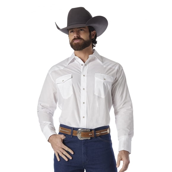 Camisa Wrangler Western Basic de manga larga blanca
