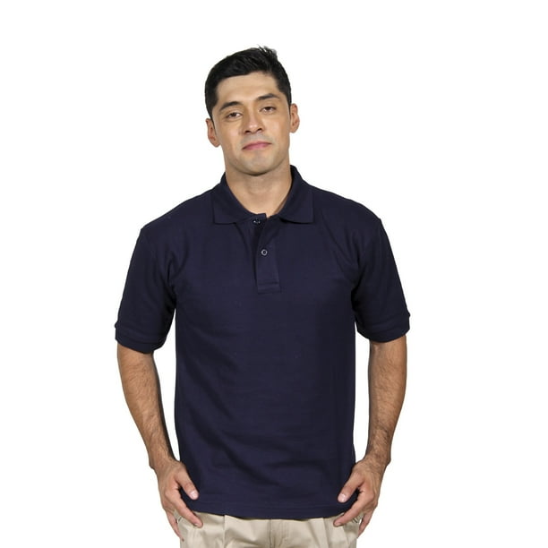 Polera Pique Hombre Manga Corta Azul Marino Protección Uv