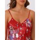 thumbnail image 5 of INSPIRE CHIC Vestido de Tirantes de Satén para Mujer, Camisón de Flores Sedoso con Tirantes Ajustables para Primavera Verano L Rojo, 5 of 6