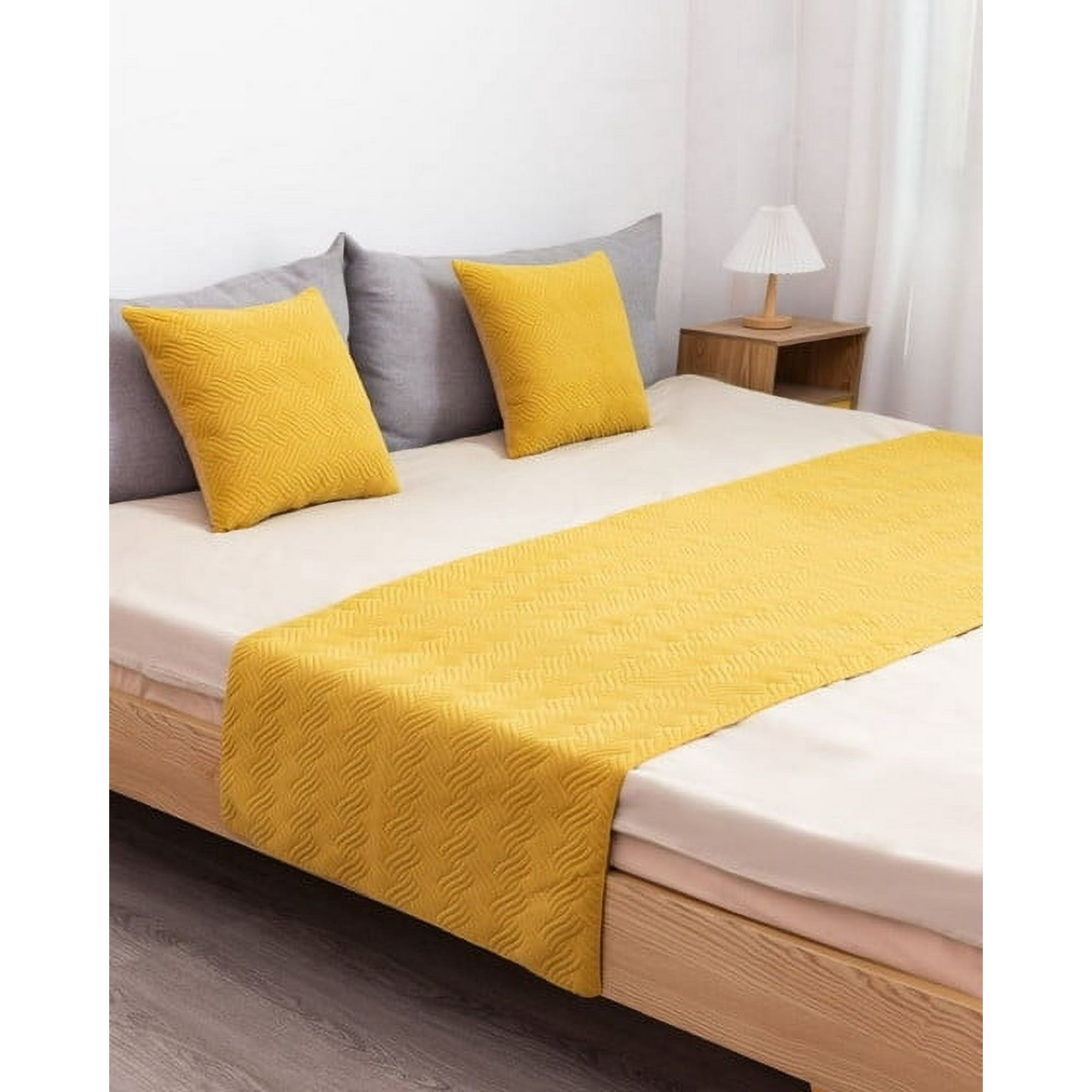 Todo Para El Hogar - Piecera De Cama Decorativa Modelo Plush Amarillo
