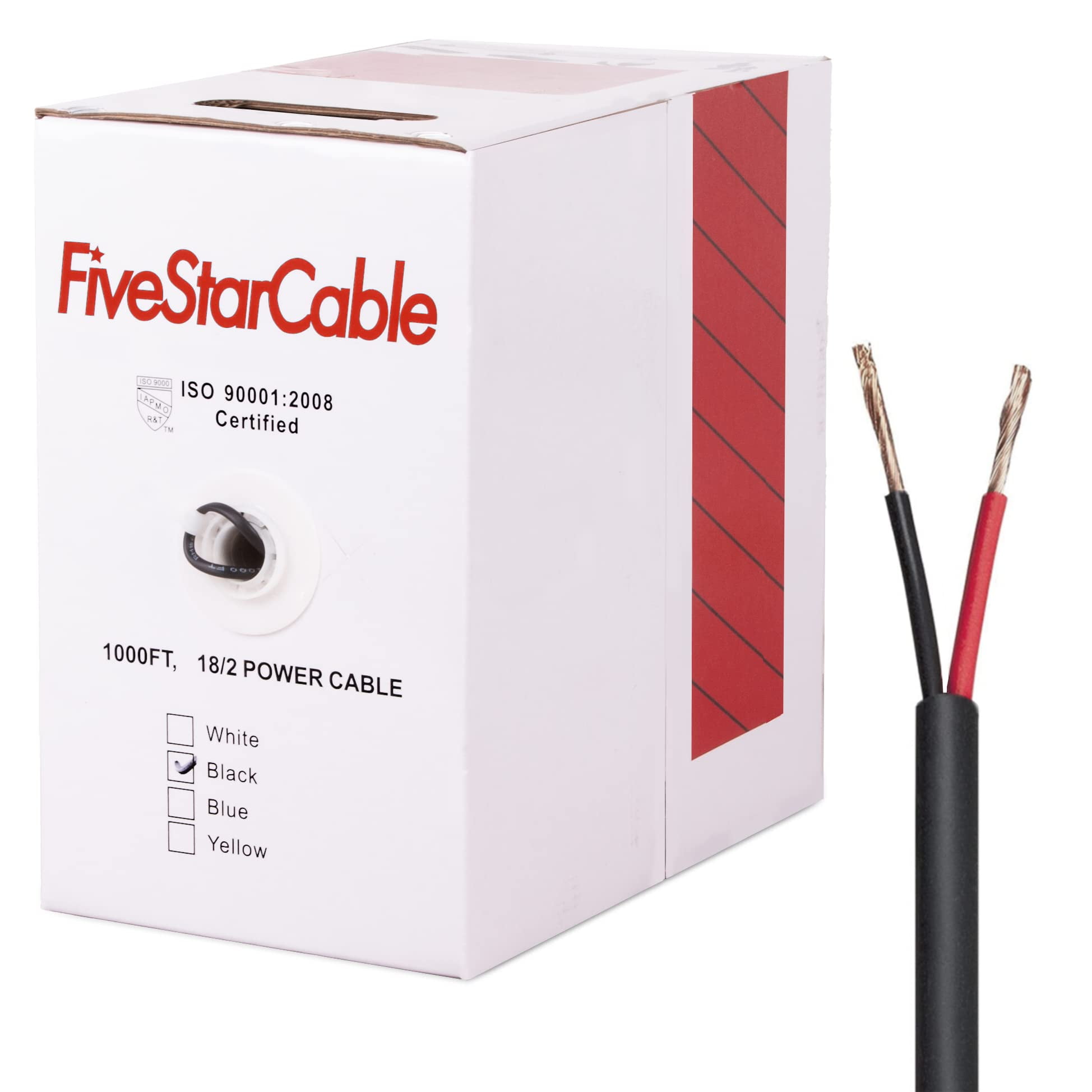 Five Star Cable - Cable Wire Fivestar Cable 18/2, Bajo Voltaje, 1000 Pies