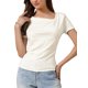 thumbnail image 1 of INSPIRE CHIC Top de Manga Corta para Mujer con Fruncido, Camiseta Básica Ajustada para Salir, Blusa XS Blanca, 1 of 6