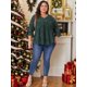 thumbnail image 5 of GRACIA Y GRANDEZA Disfraces de Halloween Blusas de Mujer Tallas Grandes Tops de Escuela Universitaria Lunares Cuello en V Mangas 3/4 Dobladillo Peplum Babydoll Blusas 2X Verde Oscuro, 5 of 8