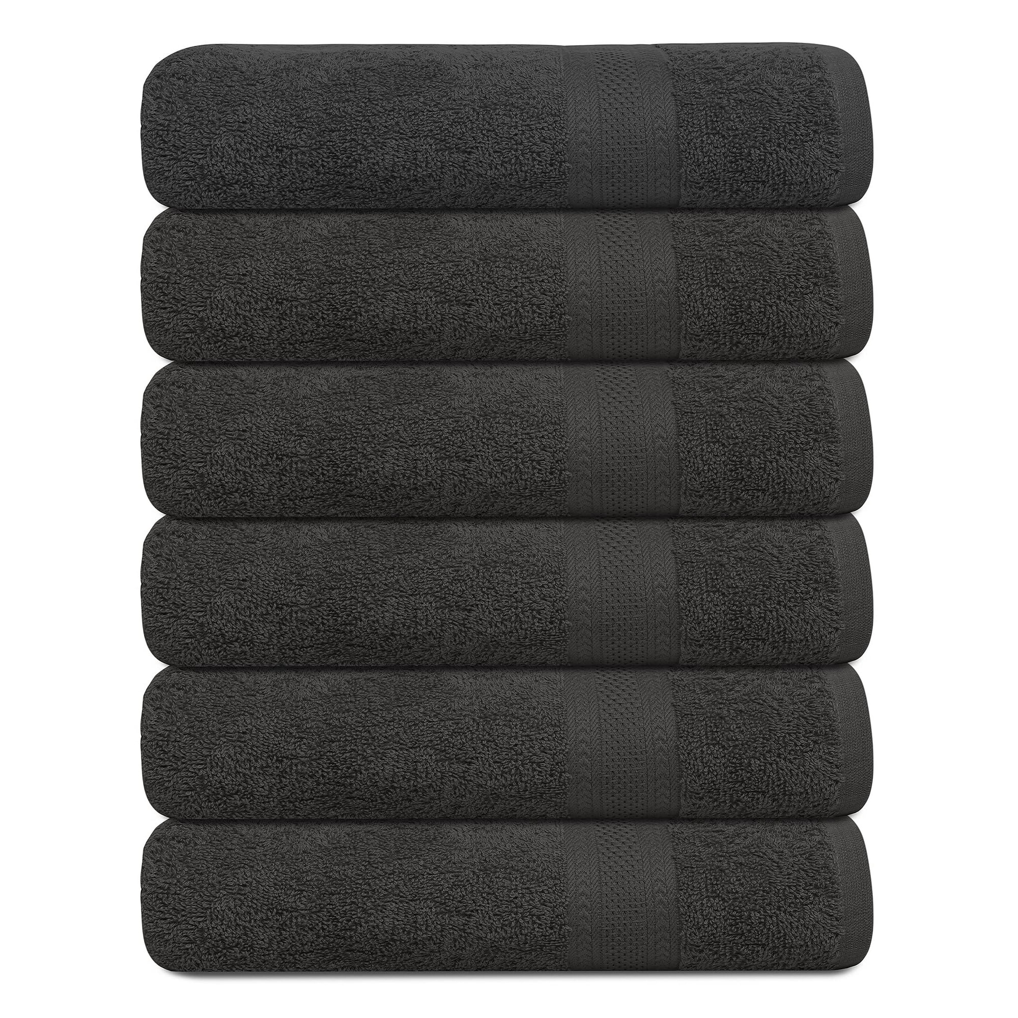 Juego De Toallas De Baño Texcraft, Tamaño Grande, Rizo De Algodón, 24 X 50 Cm, Paquete De 6