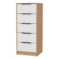 Fmfurniture - Comoda 5 Cajones Fm-002C - Cafe Claro Y Blanco