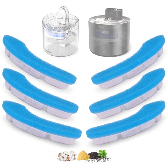 Filtro de recambio azul para fuente de agua para gatos HAPUP - paquete de 6