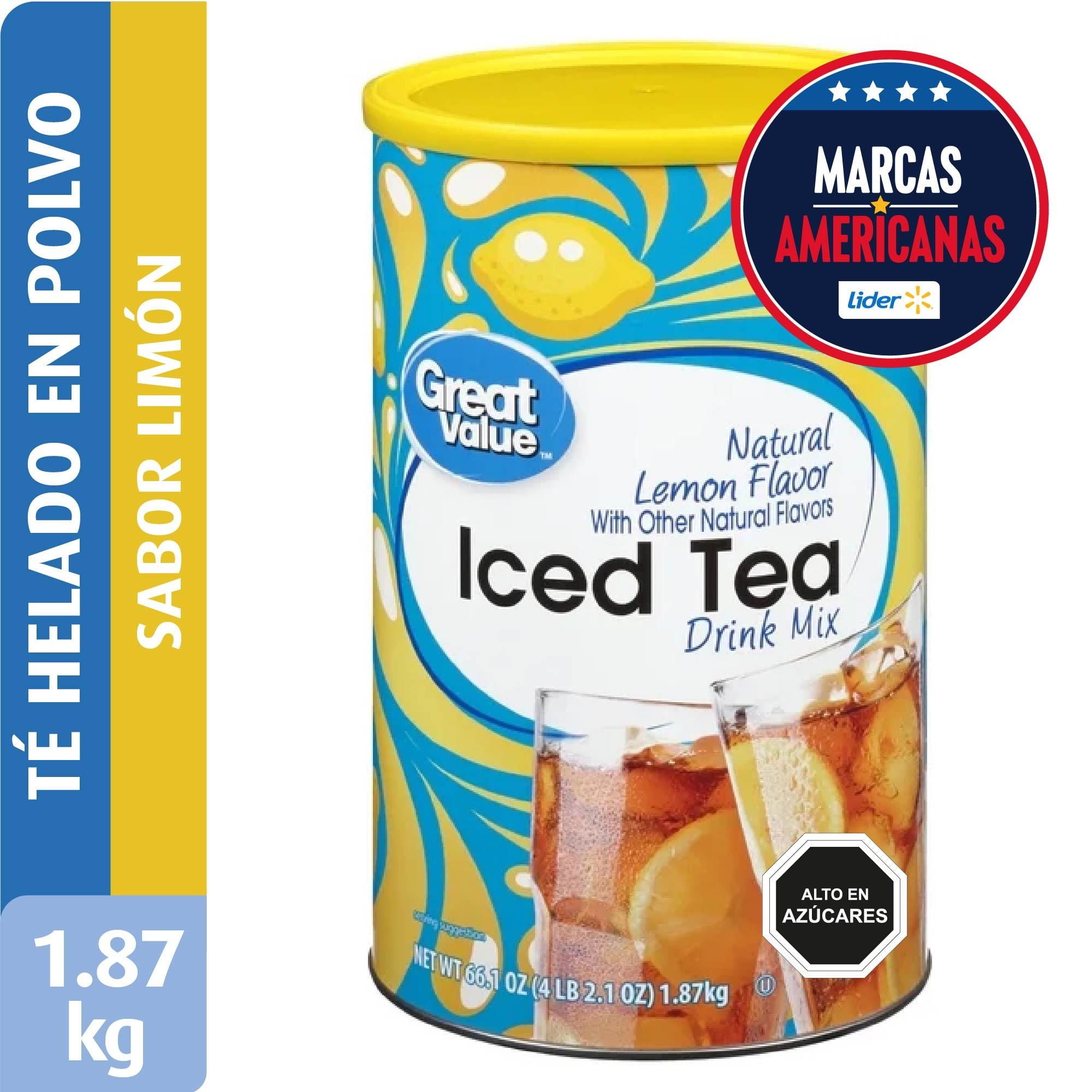 Té Helado En Polvo Sabor Limón Tarro 1,87 kg Great Value