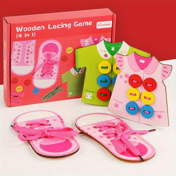 Children's Clothes And Shoes Wearing Rope Toys, Baby Puzzle Early Education Fun Parent-child Interaction Fine Motor Training Rope Game 3 Years Old+