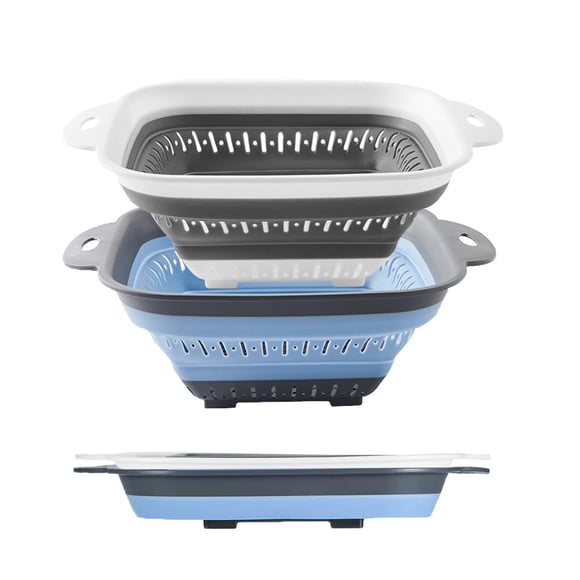 Juego de coladores plegables Fglmctsh 2 piezas Azul y Gris