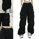thumbnail image 4 of Pantalones casuales de pierna ancha para mujer, cintura alta, puños ceñidos, bolsillos laterales grandes, cordón ajustable, pantalones cargo casuales sueltos, 4 of 8