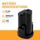 thumbnail image 3 of Batería Shentec 12V 3000mAh Li‑ion Dremel 8200/8300, 3 of 7