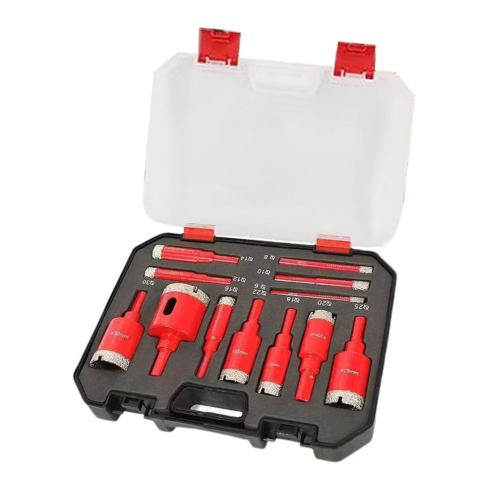 Magideal - Kit De 12 Piezas Para Perforar Azulejos De Vidrio Con Estuche De Transporte, Taladro De Núcleo De Diamante Para Bricolaje