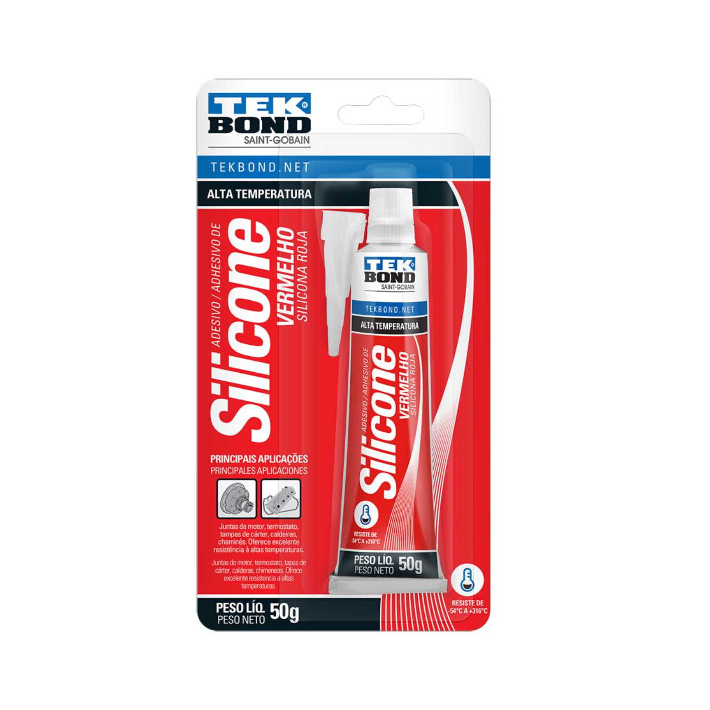 Silicona Alta Temperatura Roja 50gr - Tekbond