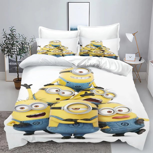 x541 Bed SheetsBig Eyes Kevin Dave Cartoon Duvet Cover Bedding Set Anime Loaded Soft Polyester Digital Printing Children's Gift Bedding 3-Piece Bedding Set (1 Duvet Cover + 2 Pillow Shams) nj541