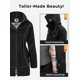 thumbnail image 5 of Chubasquero SaphiRose para mujer, largo, con capucha, para exteriores, color negro, 5 of 7