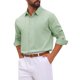 thumbnail image 4 of Camisas Texturizadas de Jacquard de Color Sólido con Botones y Mangas Largas para Hombre INSPIRE CHIC L Verde, 4 of 5