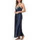thumbnail image 4 of INSPIRE CHIC Vestido de Noche Largo sin Mangas para Mujer con Encaje en el Escote en V, Tirantes Ajustables de Espagueti, Vestido de Dormir Sedoso para Primavera Verano S Azul Marino, 4 of 5