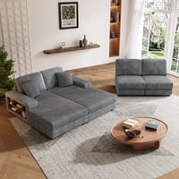 M&Ms - Double-Seater Sofa, Made Of Comfortable And Soft Corduroy Fabric, Suitable For Living Rooms, Dark Grey