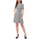 thumbnail image 1 of INSPIRE CHIC Vestido de Tweed a Cuadros para Mujer Cuello Redondo Manga Corta Línea A Vintage Mini Vestidos L Negro, 1 of 6