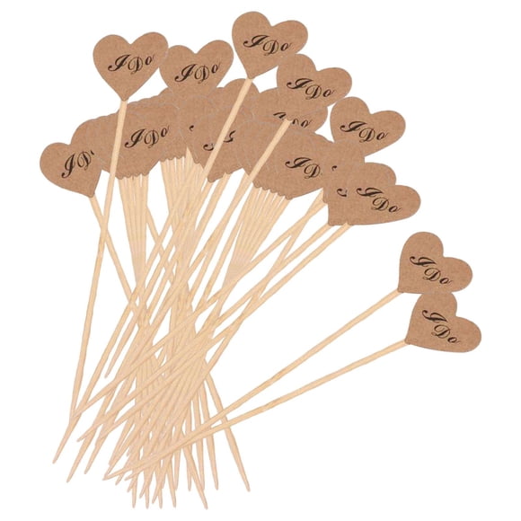 50x Corazón Cupcake Picks Fiesta San Valentín Papel Kraft Cupcake Topper Adornos I Do