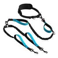 Magideal - Correa Retráctil Para Perros Con Manos Libres Y Doble Elástico Reflectante, Costura Reflectante Antitirones, Correa Doble Para Perros Para Canicross Azul