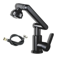 Genericio - Llave Grifería Lavamanos Monomando Cuellos Giratorios 1080° Negro