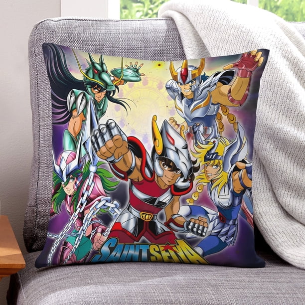 Los Caballeros del Zodiaco Fundas de almohada de terciopelo con tema, regalos de funda de almohada, decoración para el hogar, cojín de lanzar, regalo de cumpleaños para fans y parejas.61*61cm.