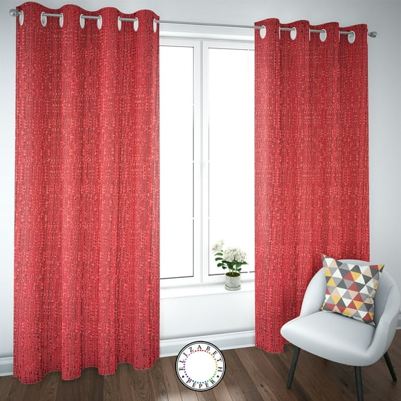 Set De Cortinas Hogar 2 Paños De 140 X 220 Cm Rojo
