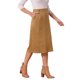 thumbnail image 4 of INSPIRE CHIC Falda de Mujer de Gamuza Sintética con Cintura Alta Elástica para Otoño e Invierno, Falda Midi en Línea A con Bolsillos M Marrón, 4 of 6