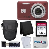 Photo4Less - Cámara Digital Kodak Pixpro Fz55 16 Mp 28 Mm Roja + Bundle