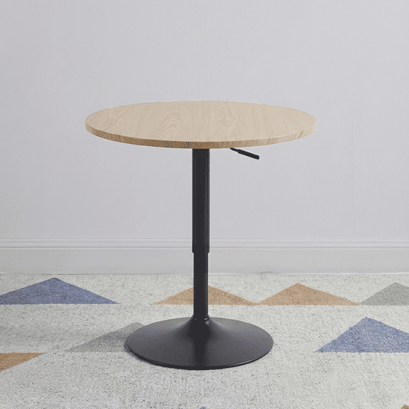 Mesa Bar Lorven Altura Ajustable Diámetro 60cm Comedor Madera Clara