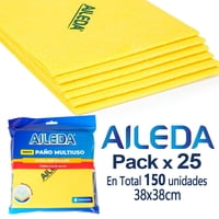 Aileda Paño Multiuso Ultra Absorbente 6Un Amarillo Limpia 38X38Cm （En Total 150 Unidades）