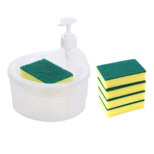 Bothyi - Dispensador De Jabón Y Soporte Para Fregador Dispensador De Jabón Para Lavar Platos Y Fregadero De 5 Esponjas Transparente