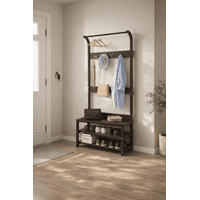 Space Home - Perchero Recibidor Lumen Industrial 80X30X170 Cm Madera Caoba