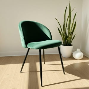 Pandalino - Silla Adela Verde Esmeralda | Metal Negro Y Felpa