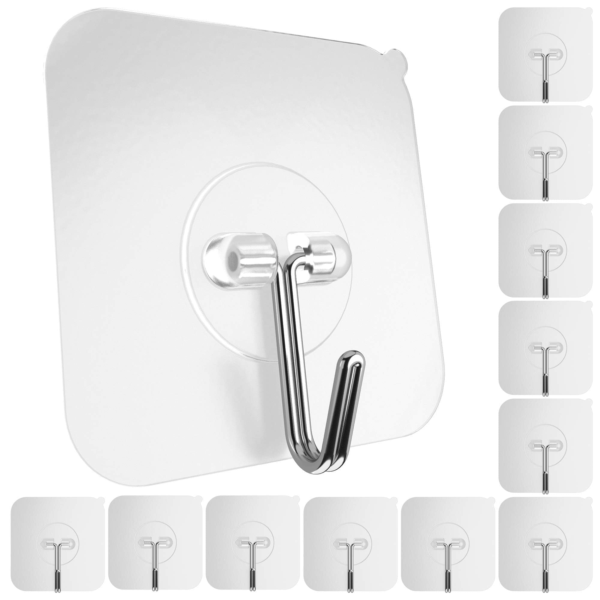 Ganchos De Pared Adhesivos Gluit, 10 Kg, Resistentes, Paquete De 12, Transparentes