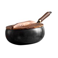 Bothyi - 9.45 '' Iron Wok Coachadora De Inducción Gas Wok Chino Para La Cocina Del Restaurante Tapa De Madera